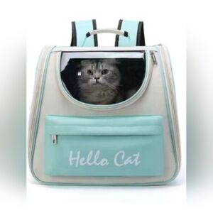 Mint Green Breathable Cat Carrier Backpack- Transparent